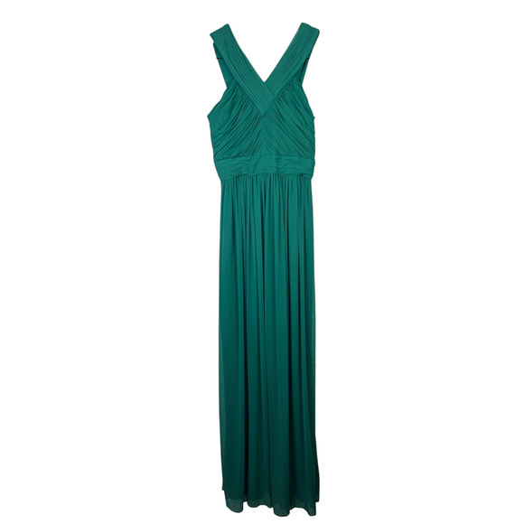 Alfred Sung D678 Chiffon Sleeveless Bridesmaid Dress in Pantone Emerald - Picture 2 of 10